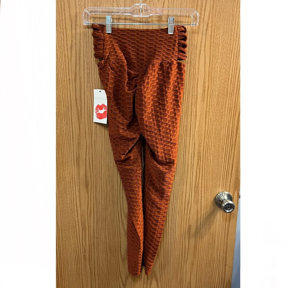 NWT Hot Kiss Form Fitting Butt Lift Leggings Women's Size Small Burnt Orange
